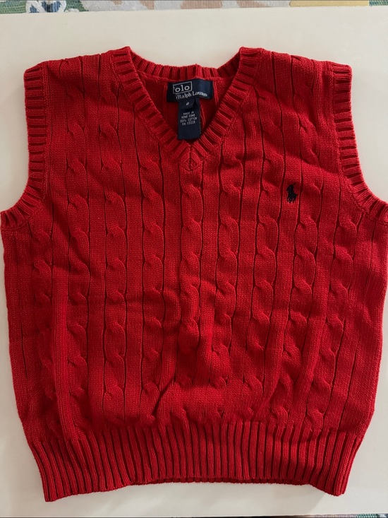 Ralph Lauren Other - Ralph Lauren Men’s Red Cable-Knit V-Neck Sweater Vest with Navy Pony